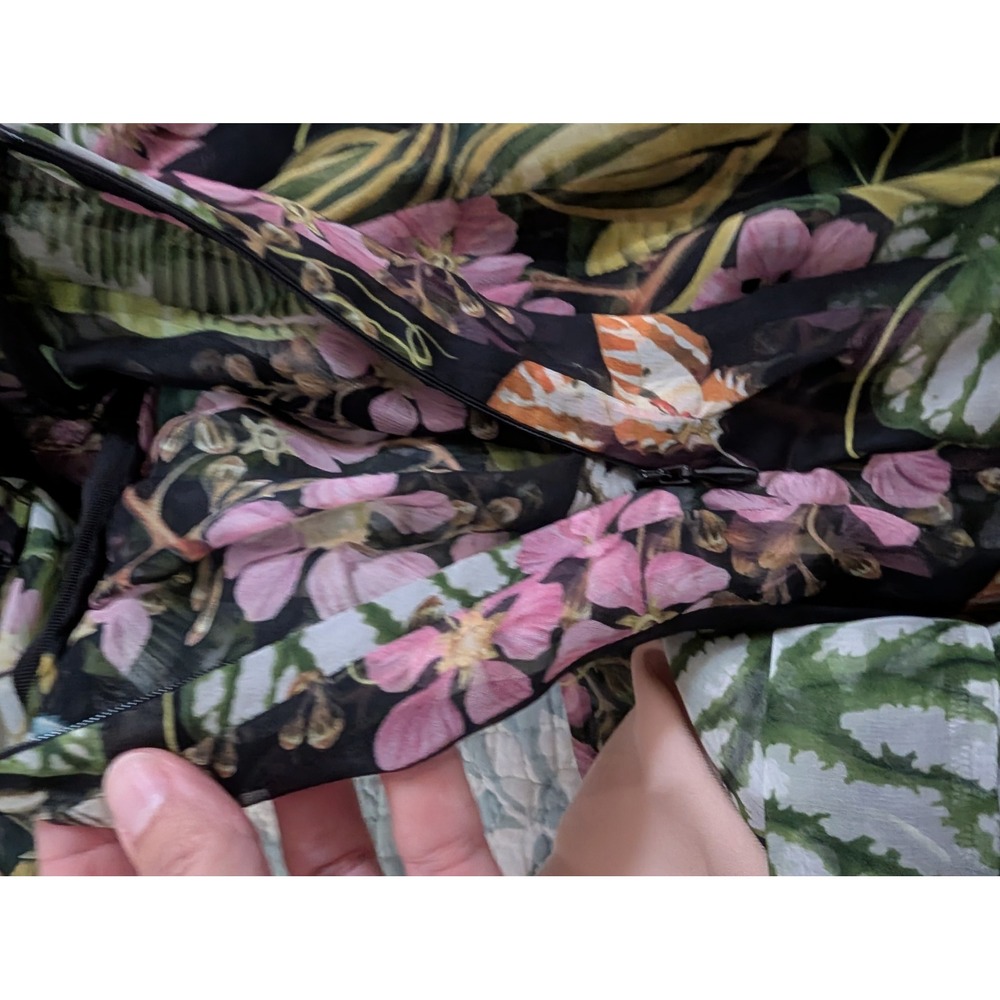 Oscar de la Renta Silk Chiffon Botanical Floral Midi Shirtdress Size 0 NEW liner - Picture 16 of 16